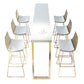 Glam Style Bar Table Set 1/7 Pieces Solid Wood Counter Table with Upholstered Stools