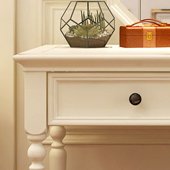 Modern Antique White Solid Wood Mirror Bedroom Make-up Vanity