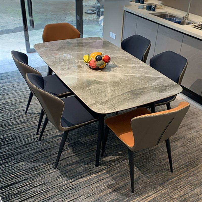 Industrial Sintered Stone Dining Table 4 Legs Carbon Steel Base Rectangle Table for Home Clearhalo ' dining_table' 'Dining Tables & Seating' 'Dining Tables' 'furn' 'furn_dining_table' 'Furniture' 'furniture_dining_table' 'Kitchen & Dining Furniture' 'kitchen&dining_furn' 'kitchen' 'kitchen_dining_table' 1200x1200_731bb4d4-9fe9-42cd-95d9-3b8dd446b9f3