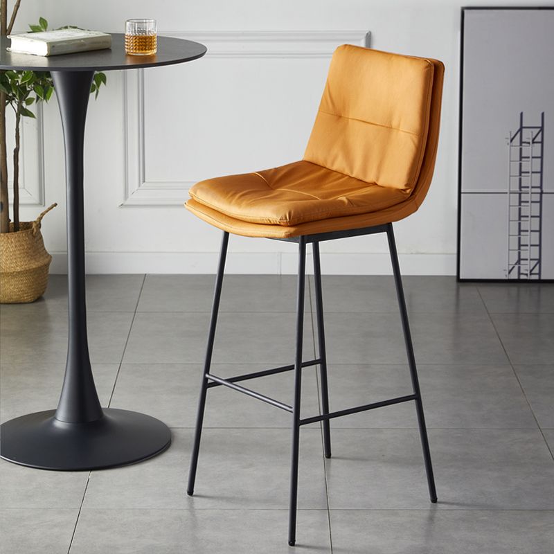 Contemporary Metal Leather Bar Stools Indoor Barstool with Iron Legs and Footrest Clearhalo 'Bar Furniture' 'Bar Stools' 'bar_stools' 'furn' 'furn_bar_stools' 'furniture_bar_stools' 'Kitchen & Dining Furniture' 'kitchen&dining_furn' 'kitchen' 'kitchen_furn' Furniture' 1200x1200_731c1ee0-c8a3-4913-a154-778a62cb6c39