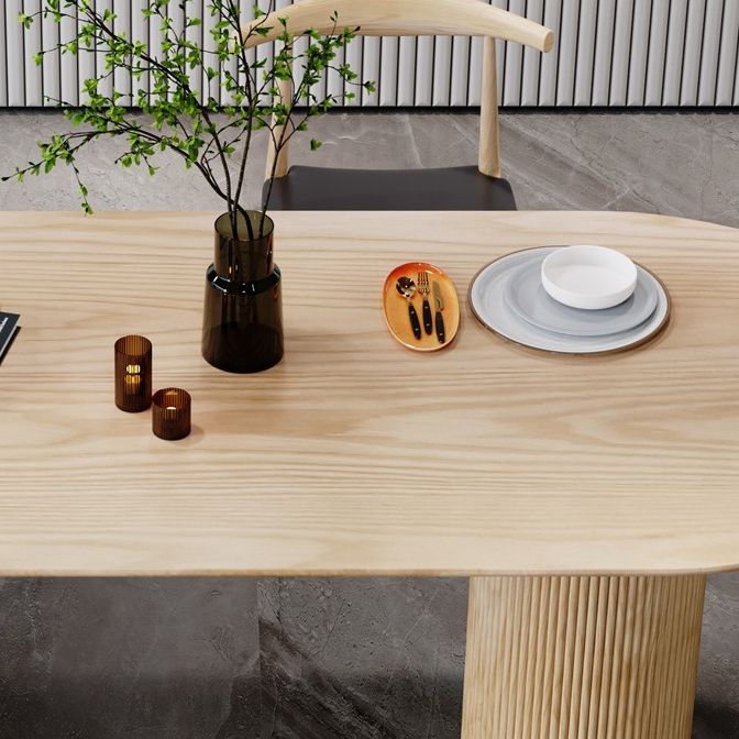 Free Form Wood Dining Table Natural and Walnut Dining Table with Pedestal Base Clearhalo 'Dining Tables & Seating' 'Dining Tables' 'dining_table' 'furn' 'furn_dining_table' 'Furniture' 'furniture_dining_table' 'Kitchen & Dining Furniture' 'kitchen' 'kitchen_dining_table' 1200x1200_731f0e2b-e053-44d5-b9e5-ddae98107388