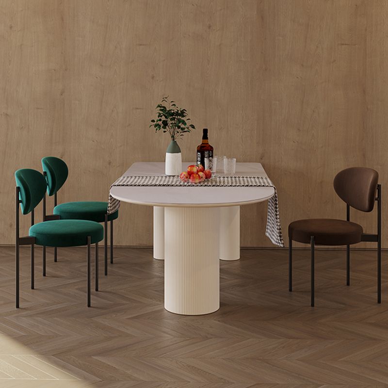 Mesa de comedor moderna de forma libre para el hogar Mesa de comedor blanca con patas con acabado mate