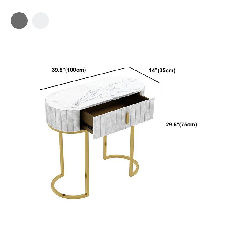 Mesa de consola de mármol oval de la mesa de acento de marco Ironcraft para el salón