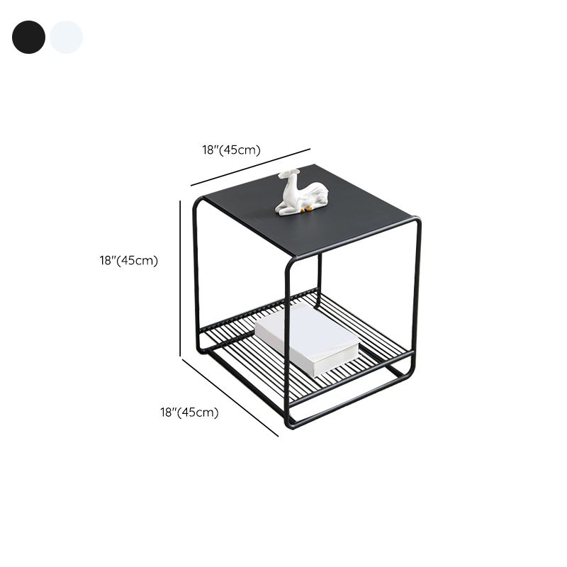 Mid-Century Modern 1/2-Piece Coffee Table in Square Iron Cocktail Table
