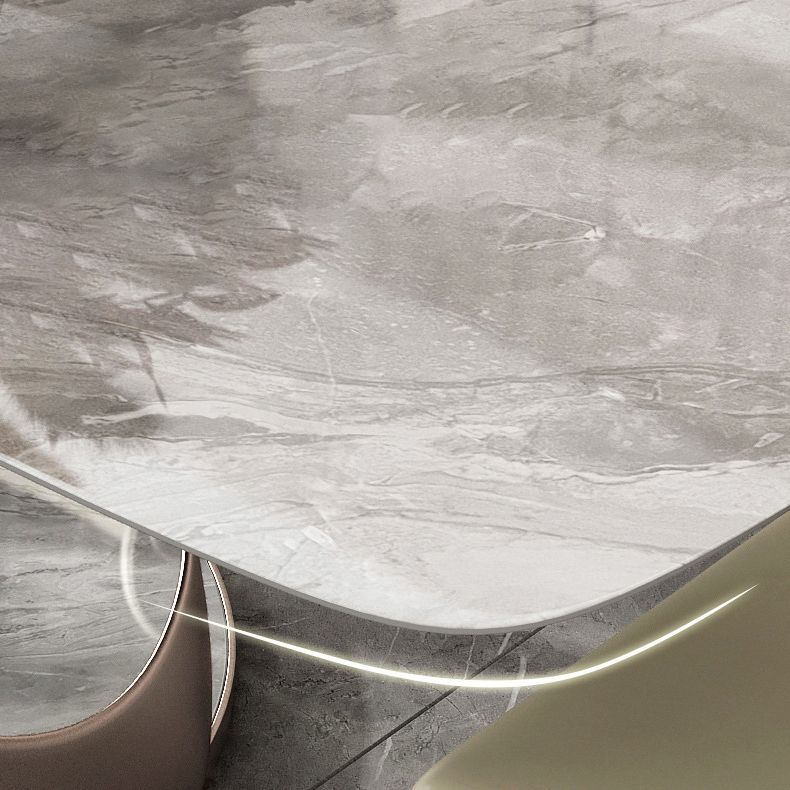Glossy Gray Dinette Table with Metal Base Traditional Luxury Dining Table for Home Clearhalo 'Dining Tables & Seating' 'Dining Tables' 'dining_table' 'furn' 'furn_dining_table' 'Furniture' 'Kitchen & Dining Furniture' 1200x1200_7327c1d6-3f06-4cfe-8660-72b59795baf2