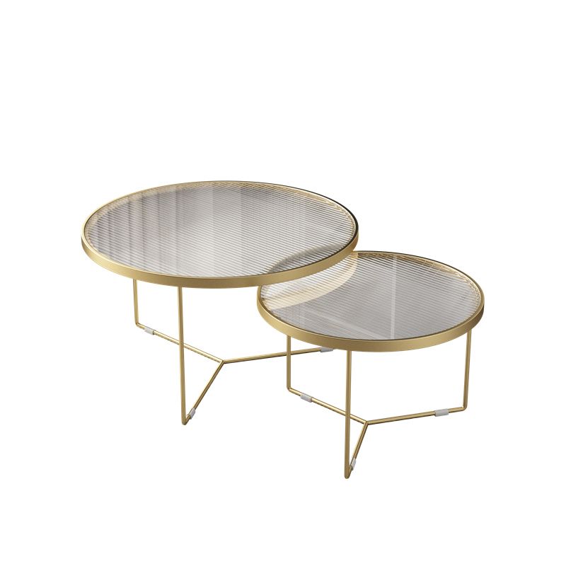 Pedestal Base Iron Coffee Table Included Round 2 Nesting Cocktail Table in Clear Clearhalo 'Coffee & Accent Tables' 'Coffee Tables' 'coffee_tables' 'furn' 'furn_coffee_tables' 'Furniture' 'furniture_coffee_tables' 'Living Room Furniture' 1200x1200_7328b177-ca2d-4499-993c-ae696c5ce80b