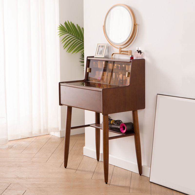 Modern Vanity Table and Stool Set Wooden and Glass With Drawer Vanity Desk Clearhalo 'Bedroom Furniture' 'furn' 'furn_makeup_vanities' 'Furniture' 'Makeup Vanities' 'makeup_vanities' 1200x1200_7328b5e9-9ad3-4abc-9a5d-0e6a9ffc06dd