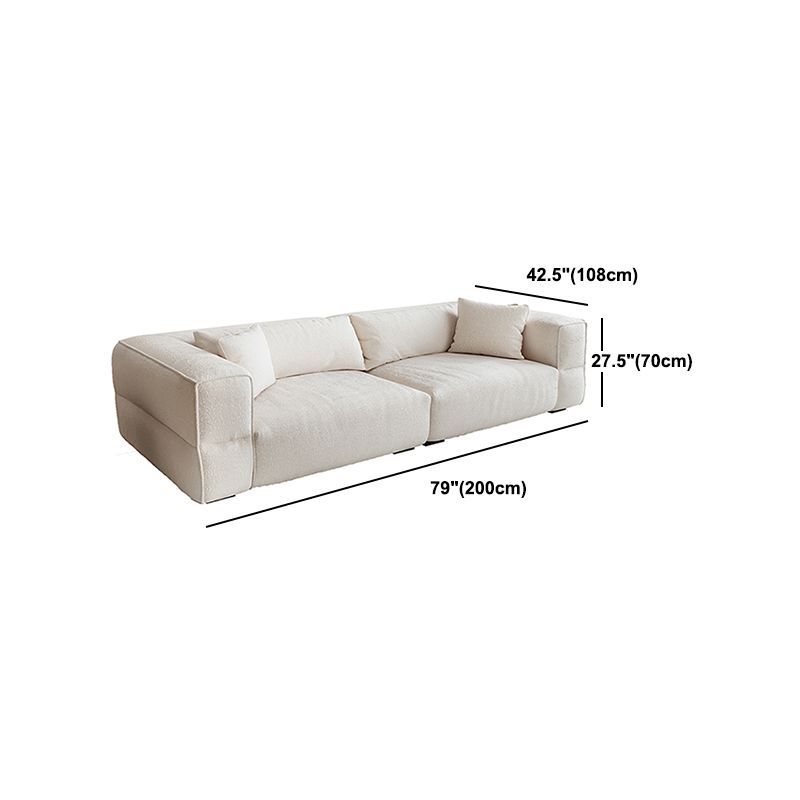 White Wool Tuxedo Arm Sofa 42.51" Wide Contemporary Standard Sofa