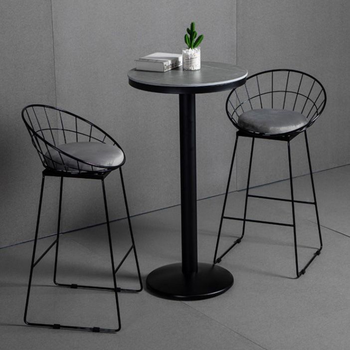 Mesa de barra superior de piedra gris de estilo industrial Juego de mesa 1/2/3 piezas de mostrador con taburetes altos