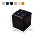 Modern Genuine Leather Ottoman Tufted Detail Square Stool Ottoman