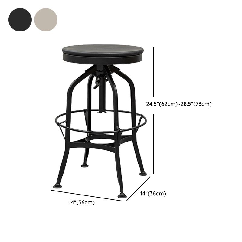 Industrial Metal Bar Stools Swivel Adjustable Height Bar Stool with Footrest Clearhalo 'Bar Furniture' 'Bar Stools' 'bar_stools' 'furn' 'furn_bar_stools' 'Furniture' 'Kitchen & Dining Furniture' 1200x1200_732ccbc7-e786-43a5-b53c-4518150ffeba