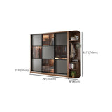 Brown and Gray Storage Cabinet Modern Sliding Door Cabinet with Drawers
