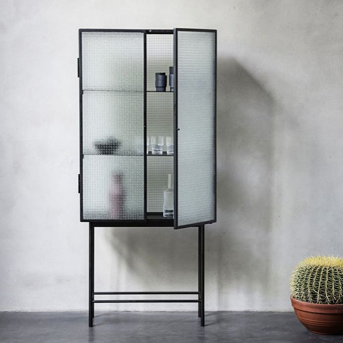 Tavolo da tabellone in altezza in metallo da 62 '' vetro a due porte server buffet per soggiorno