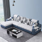Divano in lino top cuscino e chaise di divano posteriore sciolto da 31,5 "H in grigio e blu