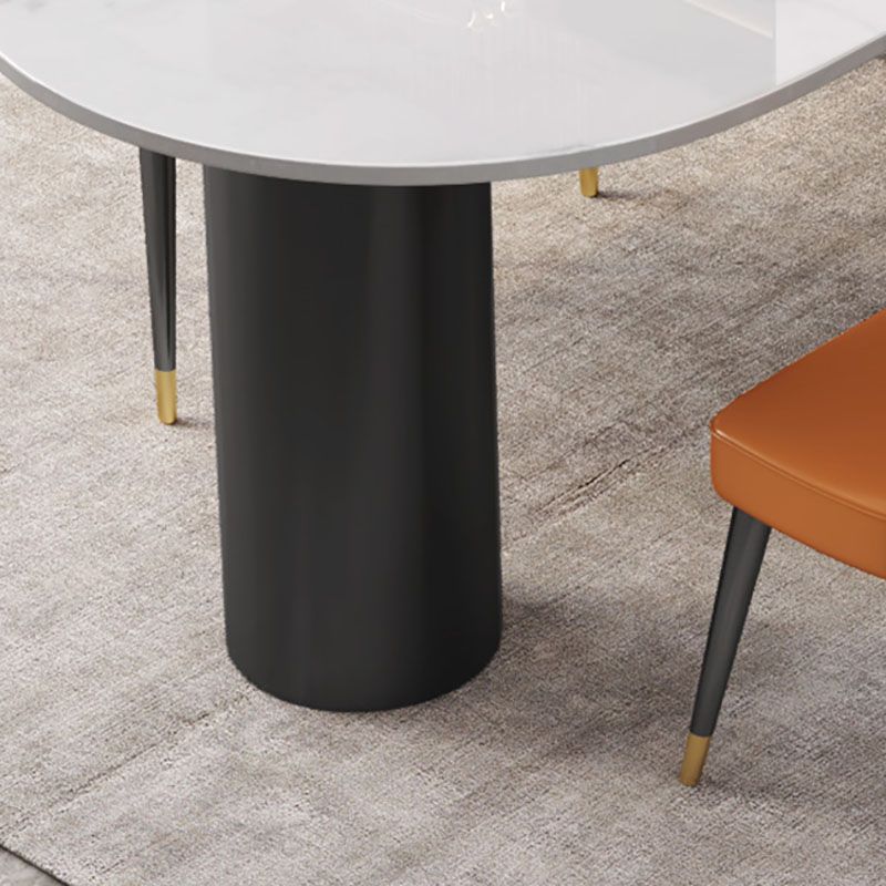 Modern White and Black Dinner Table Stone Top Tripod Base Dining Table Clearhalo 'Dining Tables & Seating' 'Dining Tables' 'dining_table' 'furn' 'furn_dining_table' 'Furniture' 'Kitchen & Dining Furniture' 1200x1200_73305ad8-148f-48b5-9750-07a5b354c104