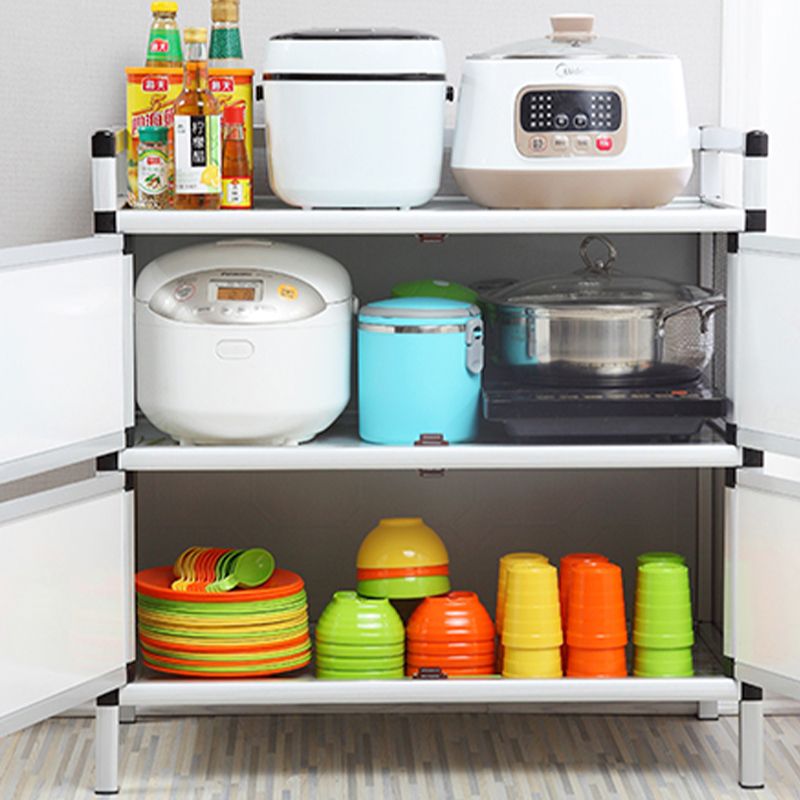 Modern Metal Sideboard Tempered Glass Doors Cabinets Server for Dining Room Clearhalo 'buffet_sideboard' 'Buffets & Sideboards' 'furn' 'furn_buffet_sideboard' 'Furniture' 'Kitchen & Dining Furniture' 1200x1200_7330a3b5-b44d-440a-9e14-0ffa704a5a11