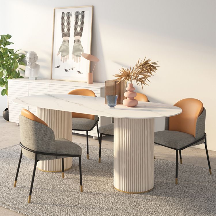 Sintered Stone Top Modern White Table for Restaurant Oval Table with Double Pedestal Base Clearhalo ' dining_table' 'Dining Tables & Seating' 'Dining Tables' 'furn' 'furn_dining_table' 'Furniture' 'furniture_dining_table' 'Kitchen & Dining Furniture' 'kitchen&dining_furn' 'kitchen' 'kitchen_dining_table' 1200x1200_733194b1-570e-420d-b0a9-83e75f5b91bf