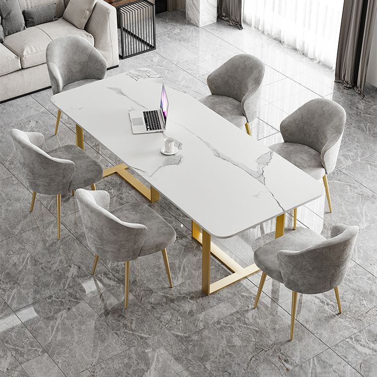 Sintered Stone White Dining Table Luxury Double Pedestal Table for Dining Room Clearhalo ' dining_table' 'Dining Tables & Seating' 'Dining Tables' 'furn' 'furn_dining_table' 'Furniture' 'furniture_dining_table' 'Kitchen & Dining Furniture' 'kitchen&dining_furn' 'kitchen' 'kitchen_dining_table' 1200x1200_733273d1-0a42-4dc1-8506-8a8f470192ff