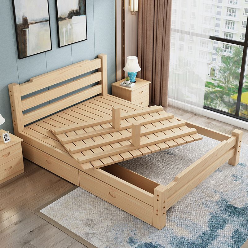 Letto in legno di pino in letto scandinavo a brone chiaro con testiera