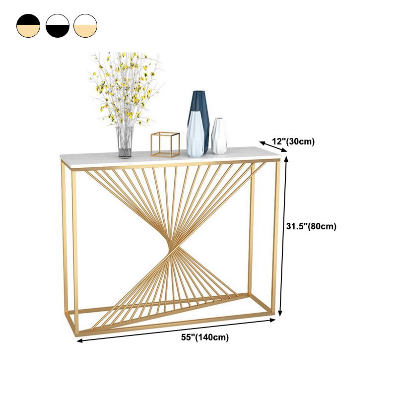 Rectangle Marble Top Accent Table with Iron Frame Base for Hall Clearhalo 'Console Tables' 'console_tables' 'Entry & Mudroom Furniture' 'furn' 'furn_console_tables' 'Furniture' 1200x1200_73343e63-276e-44e7-adf9-3094de02072a