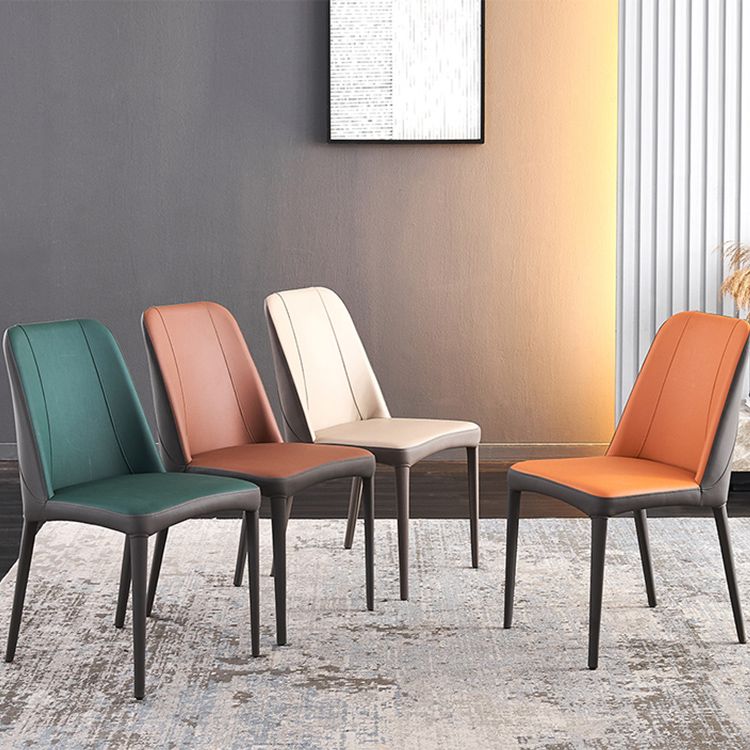 Contemporary Metal Dining Room Chairs Parsons Armless Chair for Home Use Clearhalo ' kitchen&dining_furn' 'Dining Chairs' 'Dining Tables & Seating' 'dining_chair' 'furn' 'furn_dining_chair' 'Furniture' 'furniture_dining_chair' 'Kitchen & Dining Furniture' 'kitchen' 1200x1200_7334e83c-bd2a-445f-9063-1f77c37bd7cf