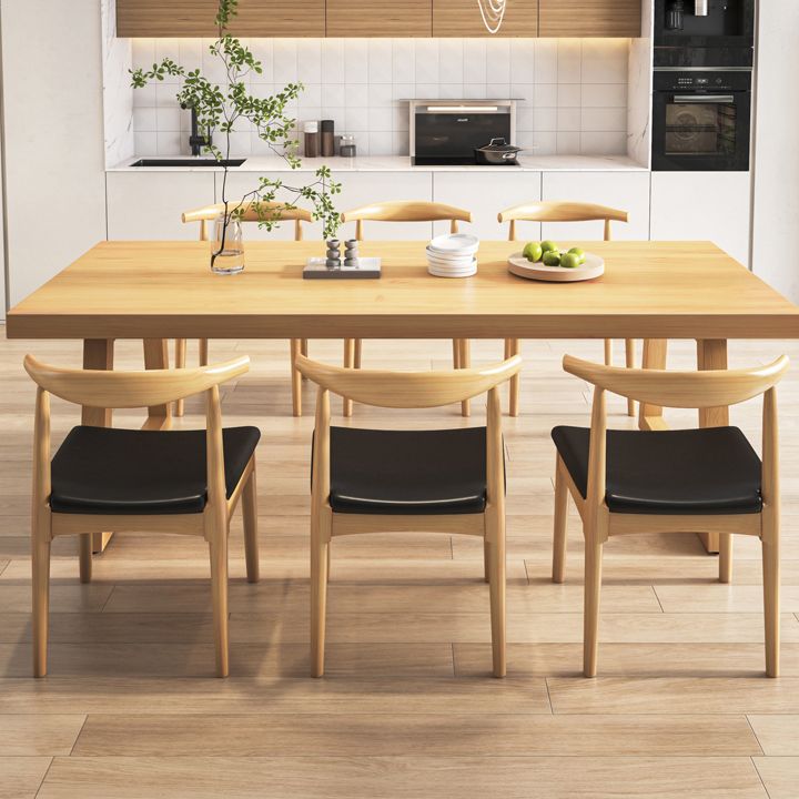Modern Dining Set 1/2/4/5/7 Pieces Rectangle Pine Wood Dining Table for Dining Room