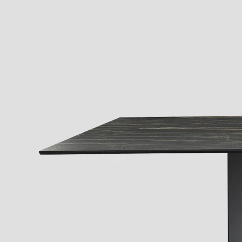 Mesa de comedor rectangular de piedra sinterizada, muebles modernos con base de acero para el hogar