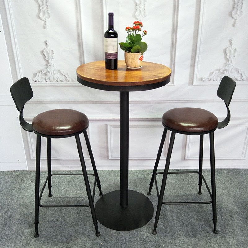 Industrial Black Iron Bar Table Wood Top Indoor 41.3"H Bistro Table with Pedestal Clearhalo 'Bar Furniture' 'Bar Tables' 'bar_tables' 'furn' 'furn_bar_tables' 'Furniture' 'furniture_bar_tables' 'Kitchen & Dining Furniture' 'kitchen&dining_furn' 'kitchen' 1200x1200_7339176f-3730-4fac-aa33-e7a22c38b88e