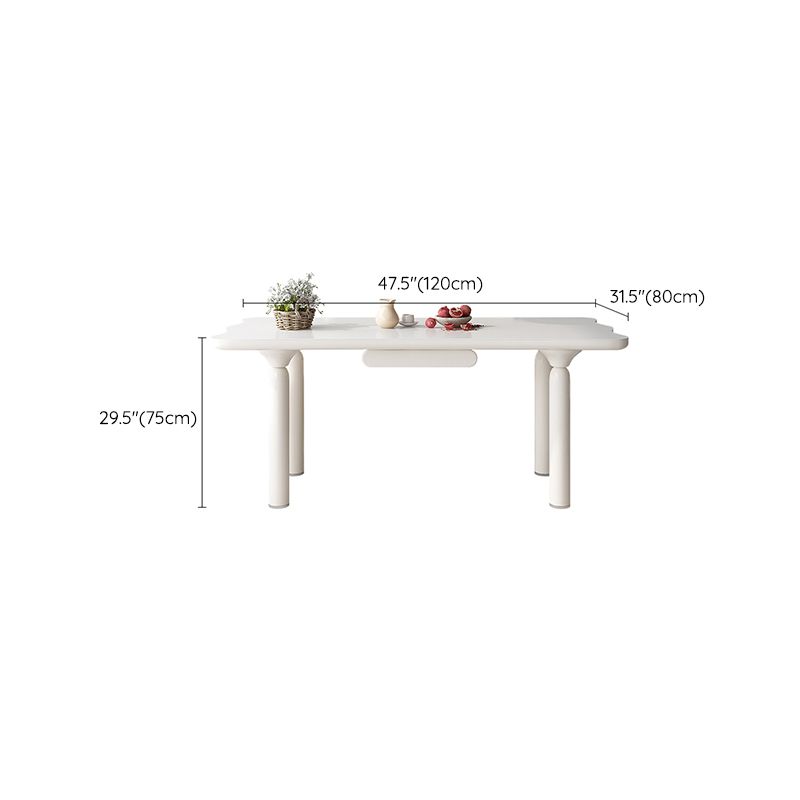 White Rectangle Dining Table Stone and Solid Wood Dining Table with 4 Legs Clearhalo 'Dining Tables & Seating' 'Dining Tables' 'dining_table' 'furn' 'furn_dining_table' 'Furniture' 'Kitchen & Dining Furniture' 1200x1200_733dd8ac-f4dd-4f64-95f3-98a6eeacbe42
