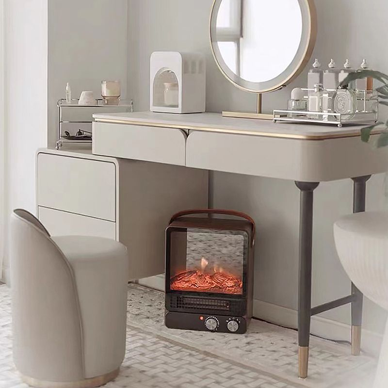 Weißer Waschtisch-Make-up-Eitelkeit Stone Top Spintenstühle Set