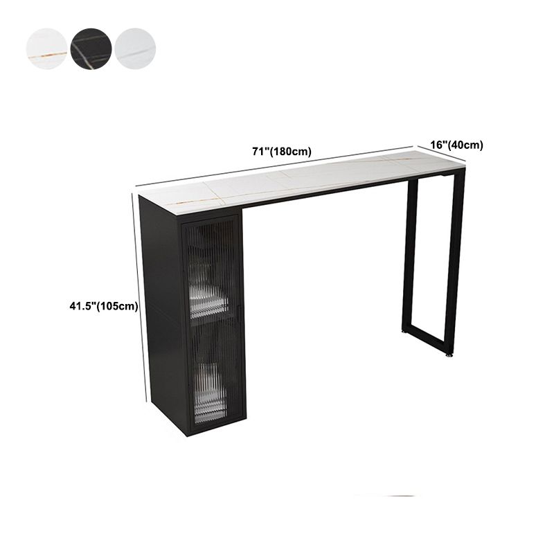 Moderne balktafel Stone Top Pub Tafel met plank voor woonkamer, alleen tafel