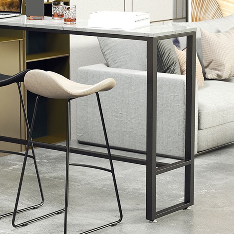 Mesa de bar industrial, altura de barra rectangular, mesa de pub con tapa de piedra para interiores
