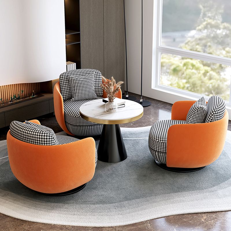 Contemporary 31.5" Wide Pillow Back Swivel Round Base Arm Chair Clearhalo 'Accent Chairs' 'accent_chairs' 'Chairs & Seating' 'furn' 'furn_accent_chairs' 'Furniture' 'Living Room Furniture' 1200x1200_7343b78b-6651-4ea5-86c3-e39a3e26f7b5