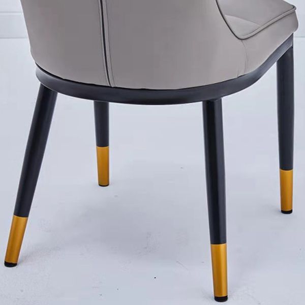 Scandinavian Home Side Chair Solid Back Metal Upholstered Dining Room Chair Clearhalo ' kitchen&dining_furn' 'Dining Chairs' 'Dining Tables & Seating' 'dining_chair' 'furn' 'furn_dining_chair' 'Furniture' 'furniture_dining_chair' 'Kitchen & Dining Furniture' 'kitchen' 1200x1200_7344c146-7007-43c1-ae74-2e835a8a4180
