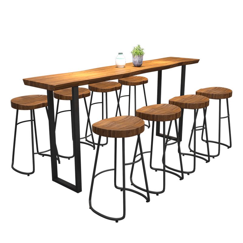 Tavolo da bar del patio in slitta industriale tavolo da bar in legno massello e metallo in naturale