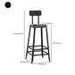 Industrial Armless Counter Stool Iron Bar Stool with Leather Cushion and Footrest