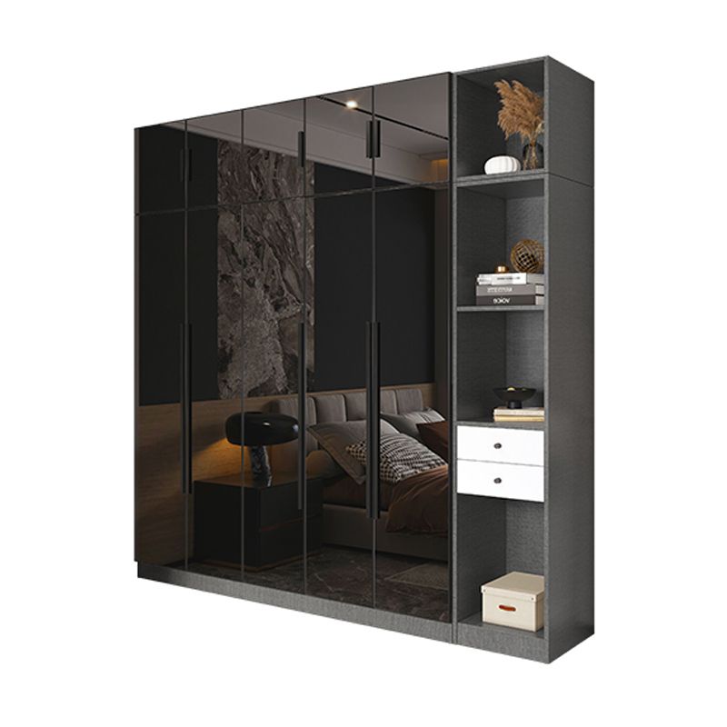 Armario de cristal de color negro con puerta de cierre suave para el hogar