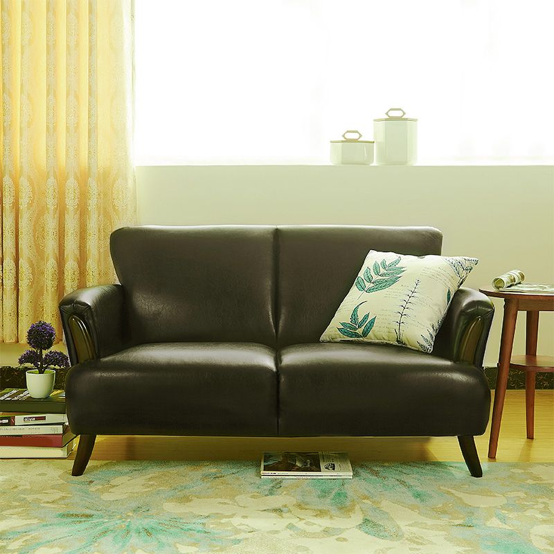 Flared Arm Standar -Sofa mit engstem Rücken Liebessitz Faux Ledersofa