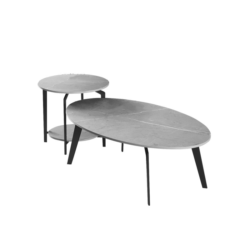 2 Nesting Slate Coffee Table Set Oval Coffee Table with Storage Clearhalo 'Coffee & Accent Tables' 'Coffee Tables' 'coffee_tables' 'furn' 'furn_coffee_tables' 'Furniture' 'Living Room Furniture' 1200x1200_73493b02-ca8b-4d9a-a3b9-f6f2a808d20e