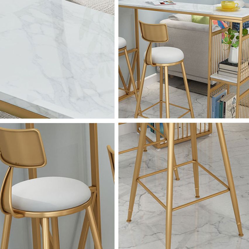 glam1/3ピースバーテーブルセット長方形の大理石のカウンターテーブルが高いスツールと