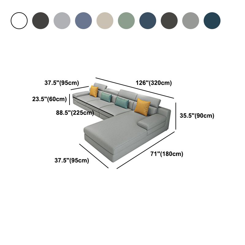 Scandinavo a forma di L sezionale con braccio top a cuscino per quattro persone