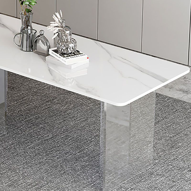 Acrylic Modern 1/2/4/5 Pieces Dining Room Set Rectangle Double Pedestal Table Set Clearhalo 'Dining Room Sets' 'Dining Tables & Seating' 'dining_room_set' 'furn' 'furn_dining_room_set' 'Furniture' 'furniture_dining_room_set' 'Kitchen & Dining Furniture' 'kitchen&dining_furn' 'kitchen' 1200x1200_734dc86f-97d3-45e5-a3a6-12a3ffcd0999