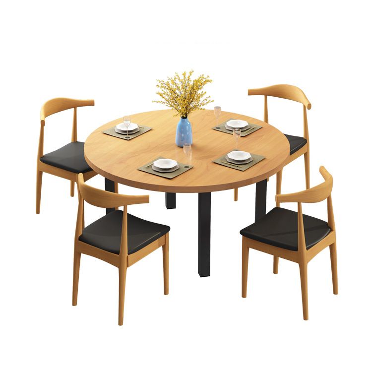 Solid Wood Round Dining Table Set 1/2/5 Pieces Dinette Set for Home