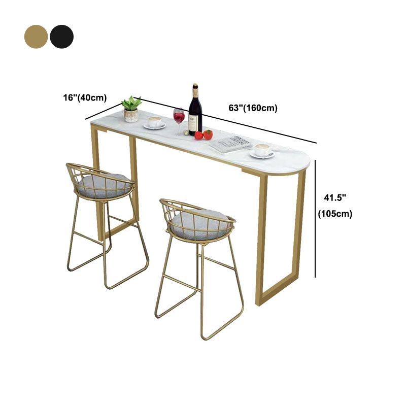 Contemporary Style Bar Table Bar Faux Marble Bar Desk with Sled Base Clearhalo 'Bar Furniture' 'Bar Tables' 'bar_tables' 'furn' 'furn_bar_tables' 'Furniture' 'Kitchen & Dining Furniture' 1200x1200_73505395-44b8-499a-befd-729f09ae1bf2