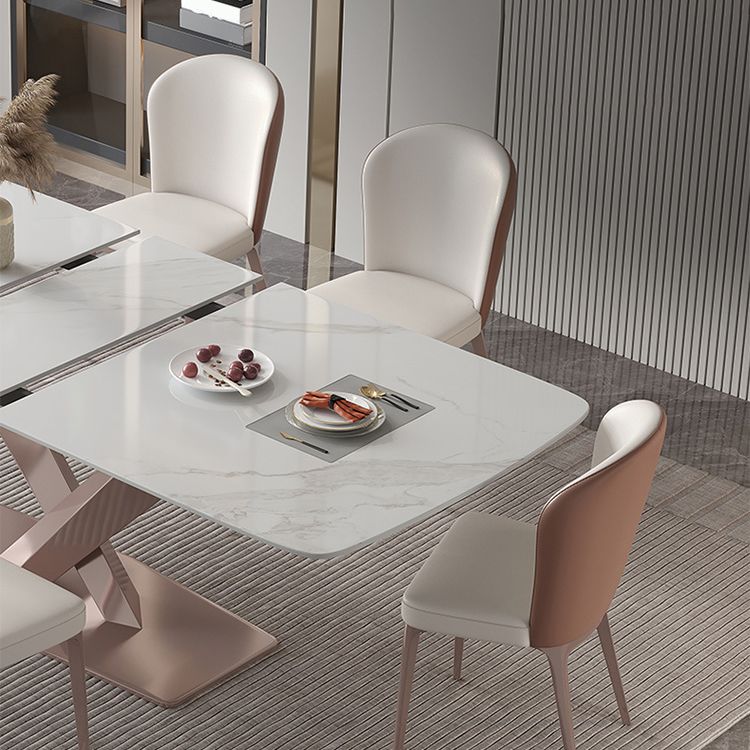 Modern 1/4/5/7 Pieces Silver Dining Table Set with Sintered Stone Top Scalable Dinette Set Clearhalo 'Dining Room Sets' 'Dining Tables & Seating' 'dining_room_set' 'furn' 'furn_dining_room_set' 'Furniture' 'furniture_dining_room_set' 'Kitchen & Dining Furniture' 1200x1200_7350dccb-5072-4ae9-9e36-79345e6c19d2