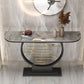 Contemporary Stone Console Sofa Table Half Moon Iron End Table for Hall