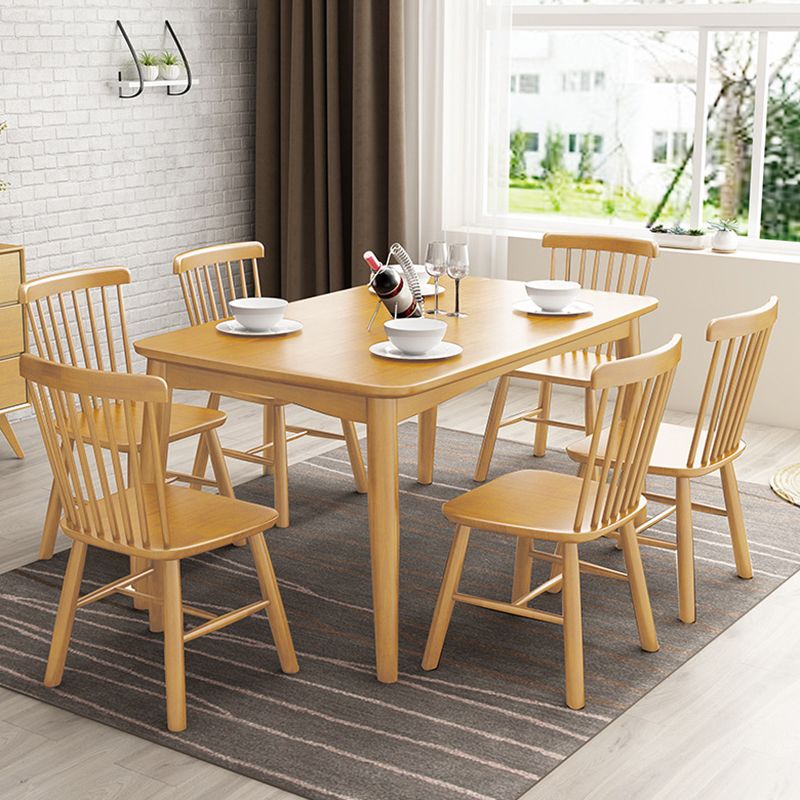 Rubberwood massief houten eettafel Moderne eettafel voor keuken