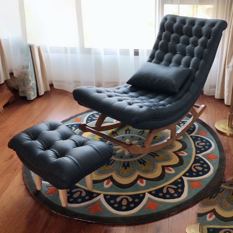 Living Room Rocker Chair Solid Tufted Cushions Leather Rocker Chair with Ottoman Clearhalo 'Chairs & Seating' 'furn' 'furn_rocking_chairs' 'Furniture' 'Living Room Furniture' 'Rocking Chairs' 'rocking_chairs' 1200x1200_73552802-425e-4668-9943-6ce902be80d2