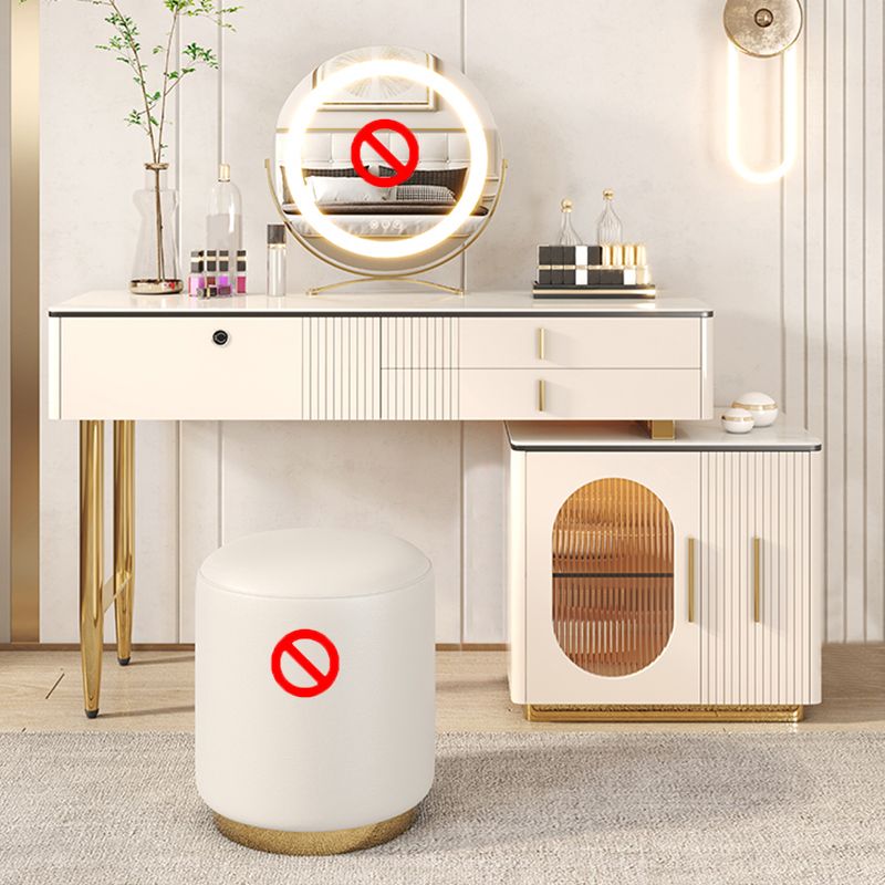 2/3 piezas de tocador, mesa con top de piedra y 4 cajones de almacenamiento, beige