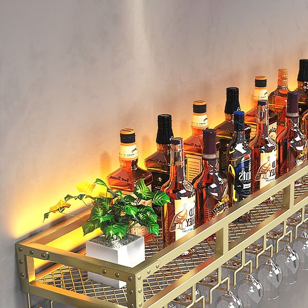 Metal Modern Wine Holder Rack Wall Mounted Wine Bottle & Glass Rack with Stemware Holder Clearhalo 'furn' 'furn_wine_racks' 'Furniture' 'Kitchen & Dining Furniture' 'Wine Racks' 'wine_racks' 1200x1200_7356e5b7-92e3-4d56-870c-5254d860a27a